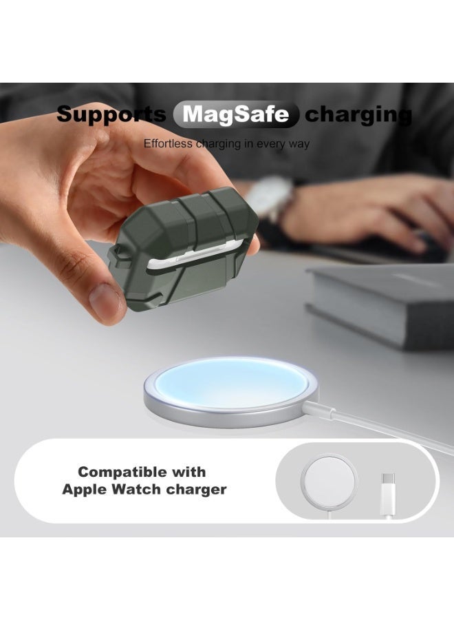 for AirPods Pro 3 Case, Shockproof Silicone Protective Case, Compatible with AirPods Pro 3rd Generation, with Hard Shell Design & Scratch Protection, Front LED Visible with Carabiner, Green - Image 3